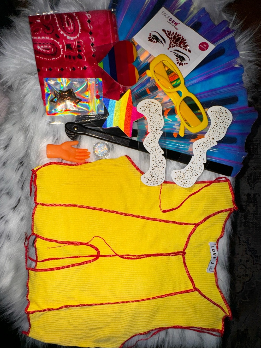 yellow rave top + accessories bundle 12pc